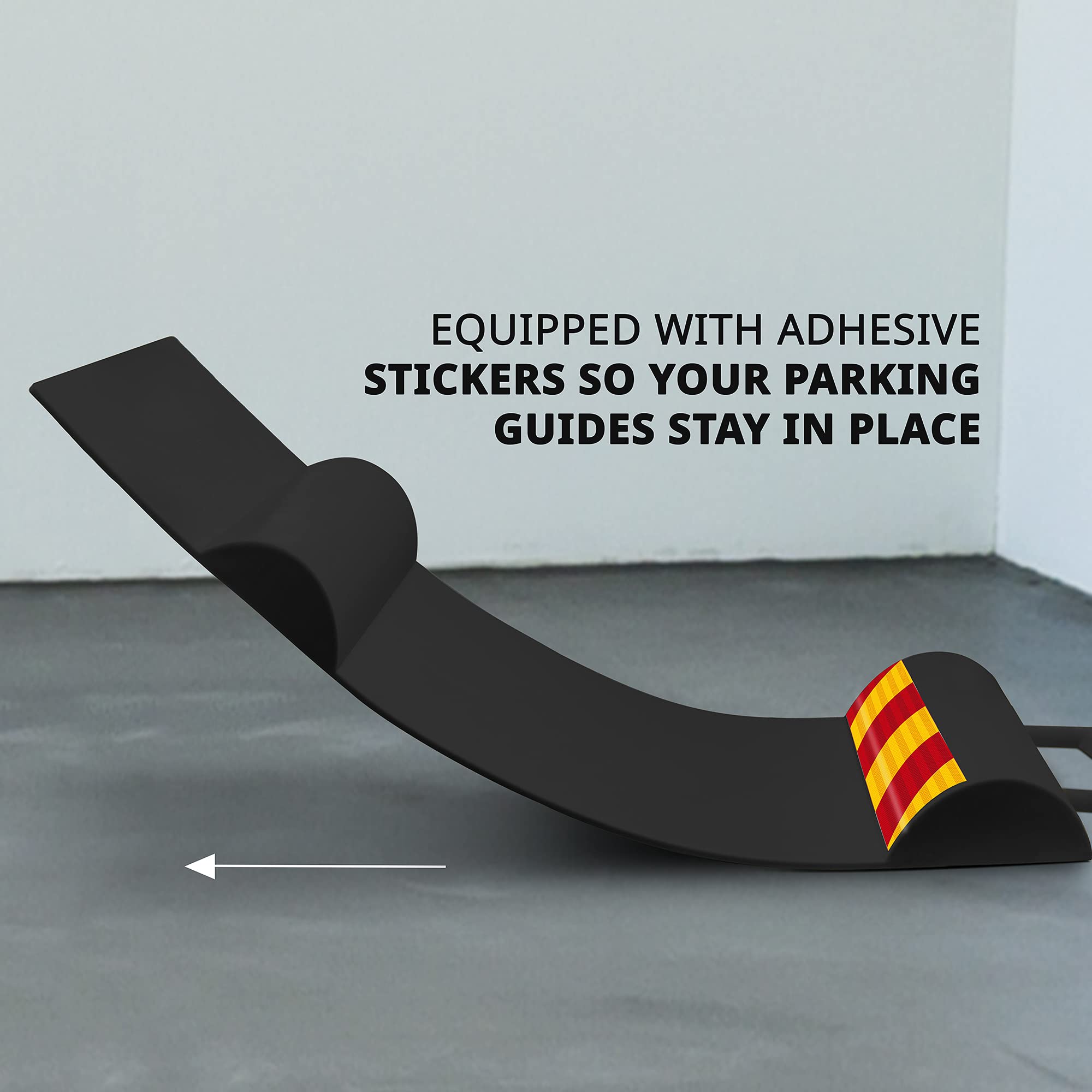 RaxGo Car Parking Mat, Garage Wheel Stopper Parking Aid, Tire Guides for Cars, Trucks & Vehicles | Anti-Skid Grips, Easy Install Adhesive, Carry Handles & Reflective Strips, Black | Pack of 2 Mats U1