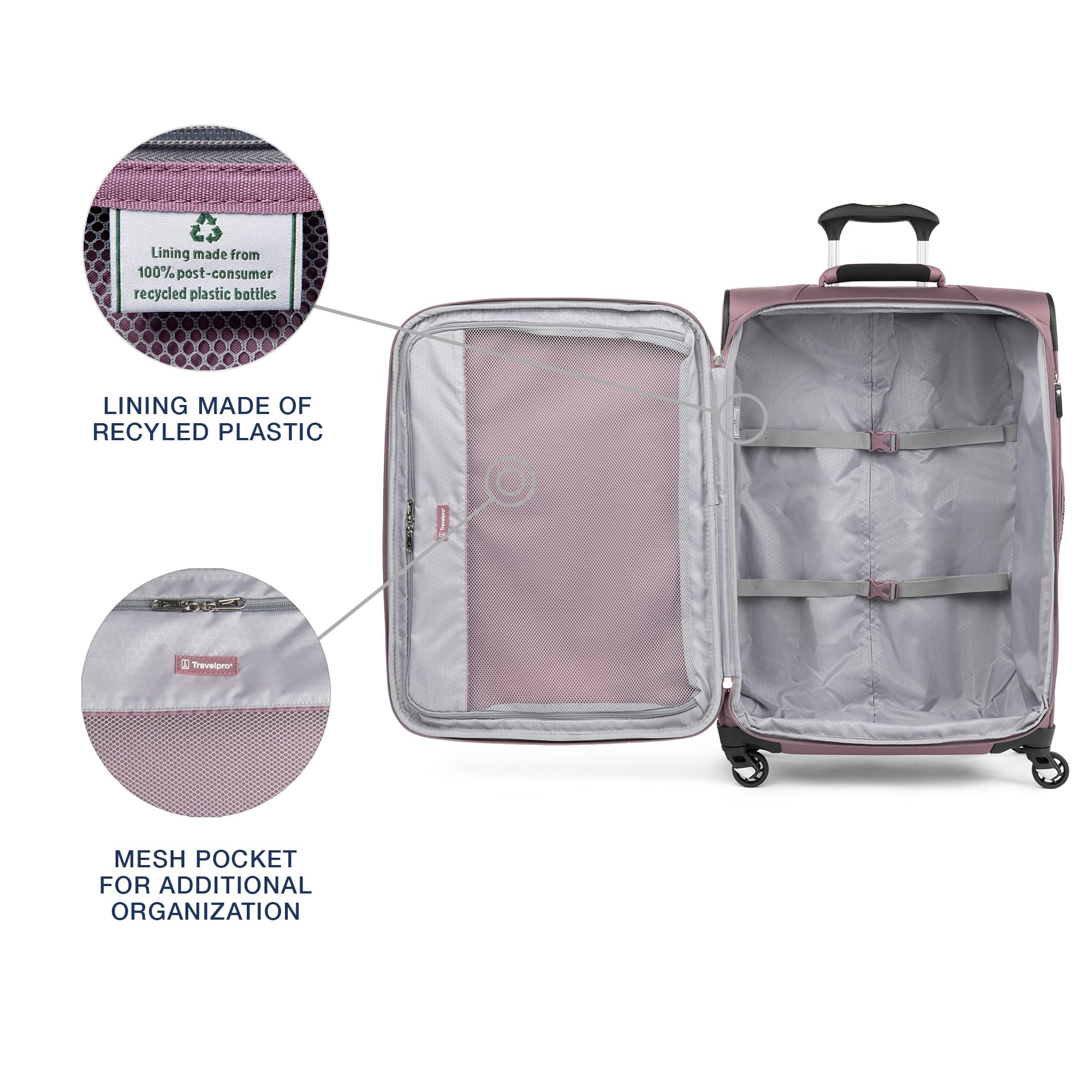 Travelpro Maxlite 5 Softside Expandable Luggage with 4 Spinner Wheels, Lightweight Suitcase, Men and Women ( Dusty Rose Pink , Checked-Medium 25-Inch ) Dusty Rose Pink Checked Medium 25 Inch U5