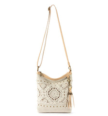 The Sak Lucia Crossbody Bag in Crochet, Convertible Purse with Adjustable Shoulder Strap, Natural Medallion Natural Medallion One Size U1