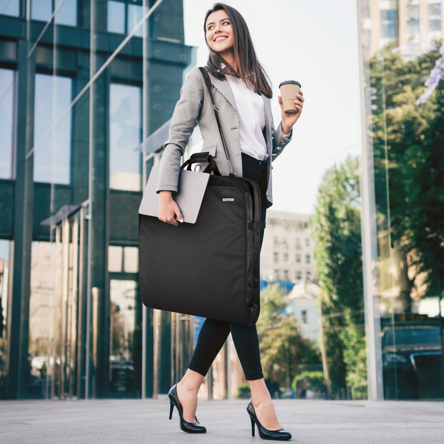 WallyBags 52" Premium Travel Garment Bag with shoulder strap and two large pockets ( Black , 52-Inch ) Black 52 Inch U1