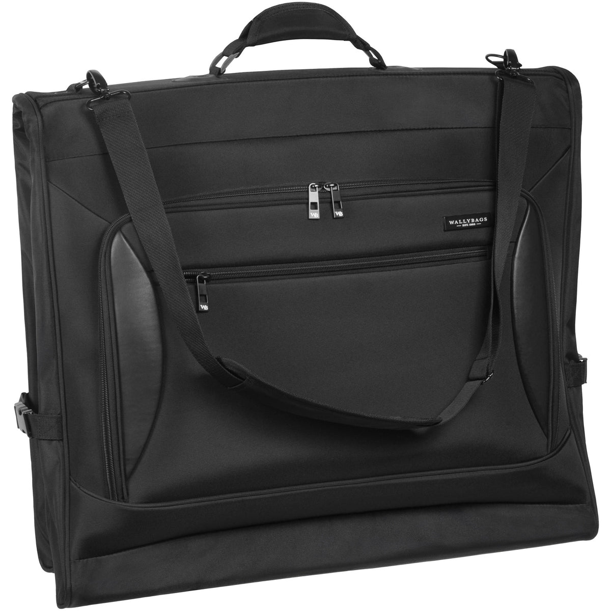 WallyBags Solutions Premium Garment Bag with shoulder strap and multiple pockets ( Black , 45-Inch ) Black 45 Inch U1