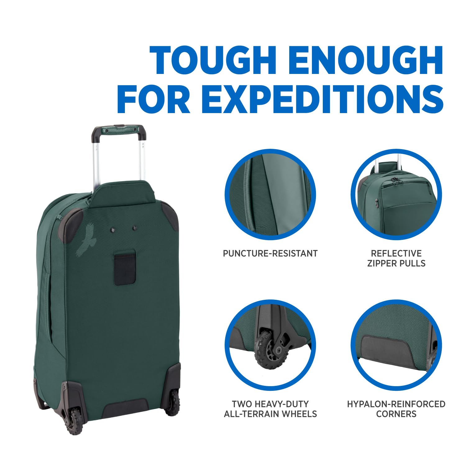 eagle creek Tarmac XE 95 L Rolling Suitcase with Wheels - 2-Wheel with Heavy-Duty Housing, Laptop Sleeve, Compression Wings, and Internal Organization, Arctic Seagreen - 95L U1