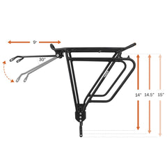 Ibera Bike Rack - Bicycle Touring Carrier Plus+ for Non-Disc Brake Mount, Frame-Mounted for Heavier Top & Side Loads, Height Adjustable for 26"-29" Frames Black  U1