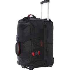 A.SAKS Rolling Trolley Duffel Bag 20-Inch Carry-On, Expandable with 2-Wheels and Telescoping Handle for Easy Traveling, Lightweight and Durable, Black with Red Details Black/Red 20-inch U1