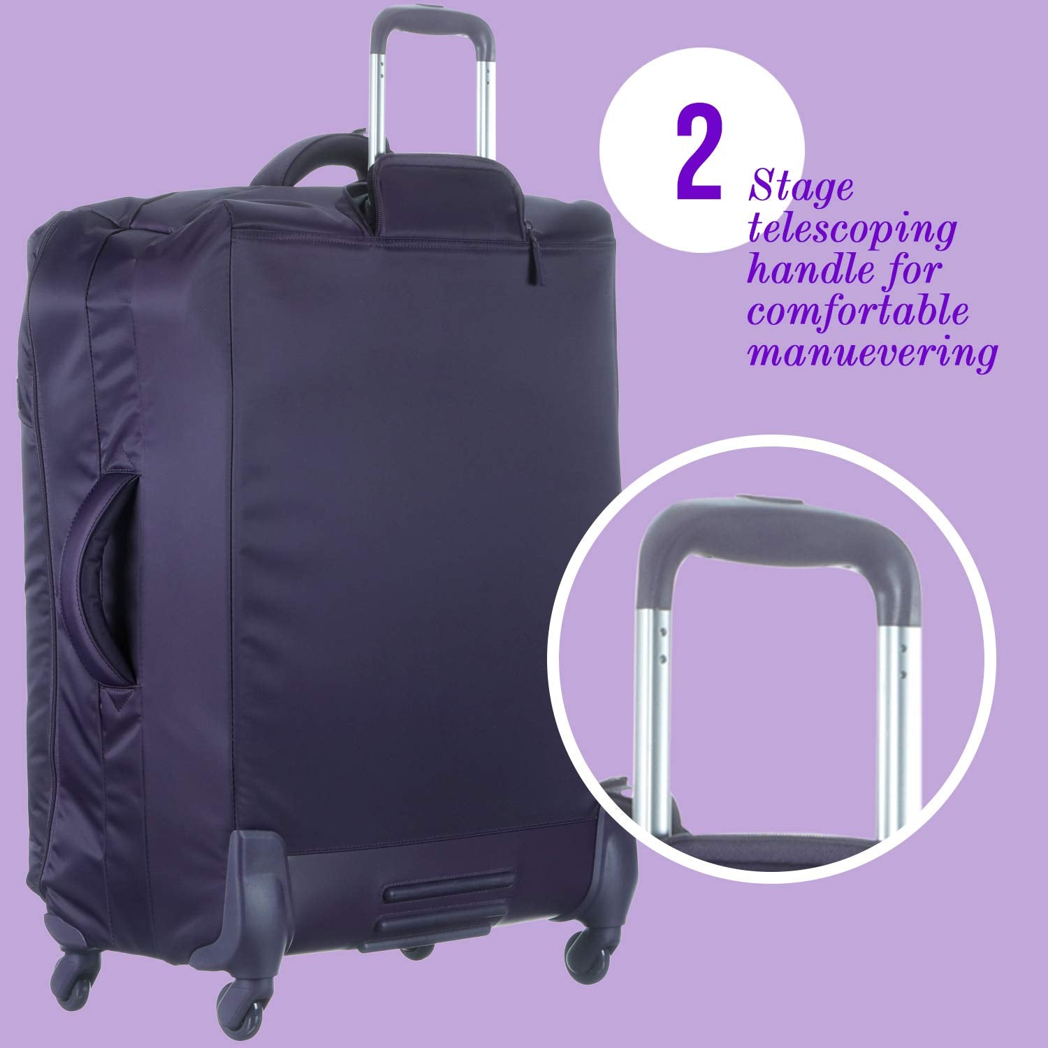 Lipault - Original Plume Spinner 72/26 Luggage - Large Suitcase Rolling Bag for Women - Purple Purple One Size U1