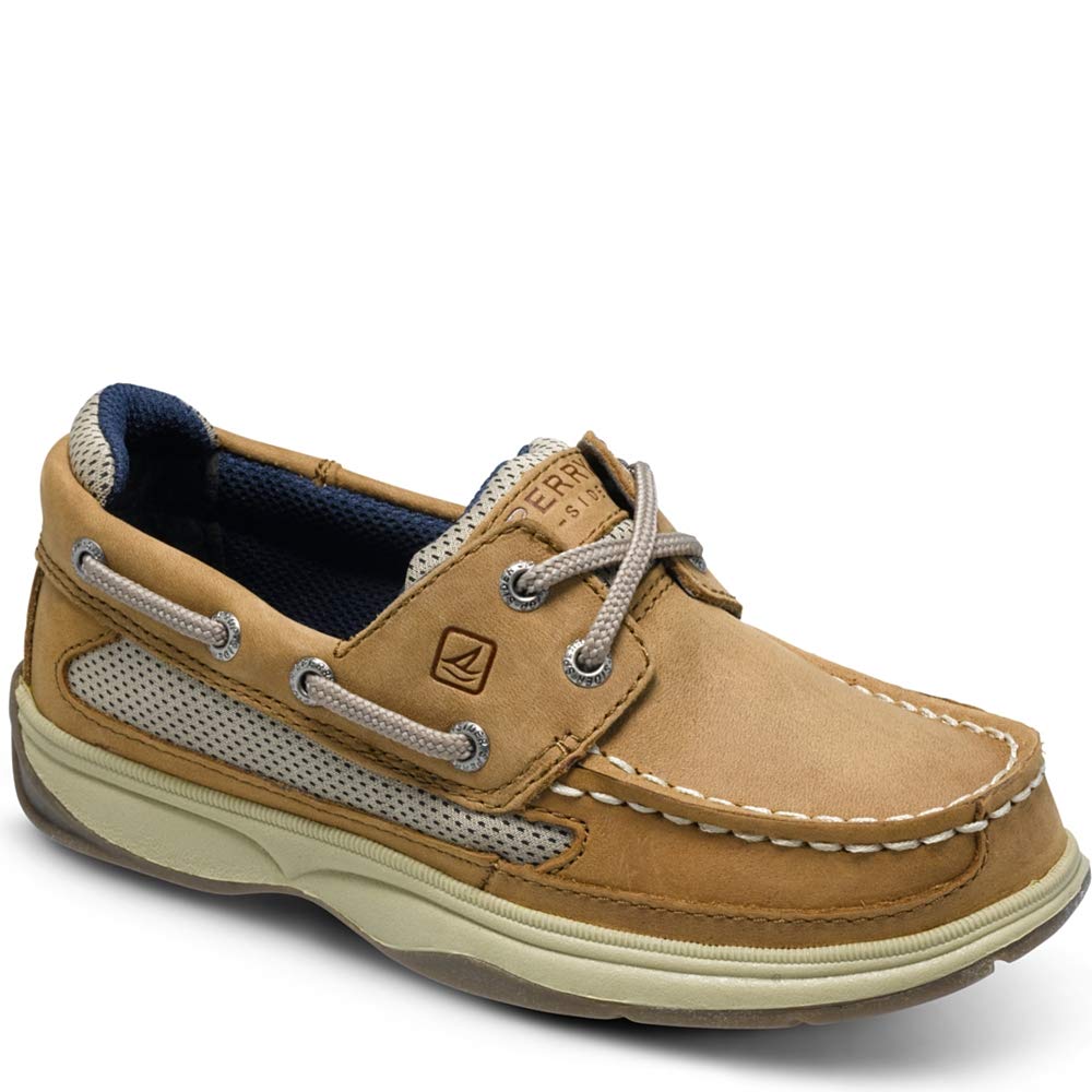 Sperry boys Lanyard boat shoes, Dark Tan/Navy, 5.5 Big Kid US U1