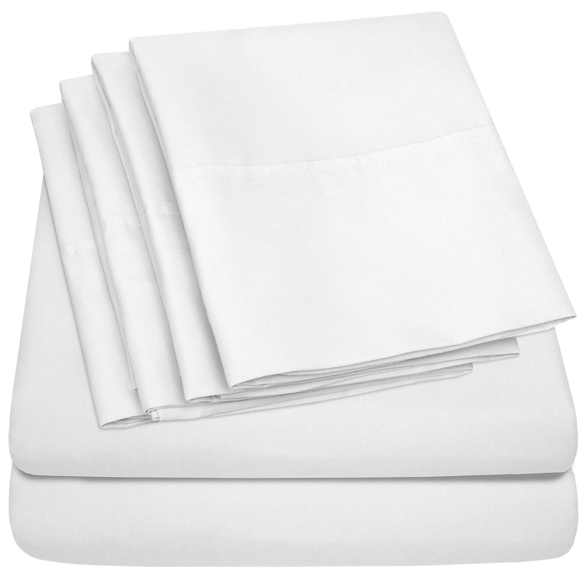King Size Bed Sheets - 6 Piece 1500 Supreme Collection Fine Brushed Microfiber Deep Pocket King Sheet Set Bedding - 2 Extra Pillow Cases, Great Value, King, White White King U2