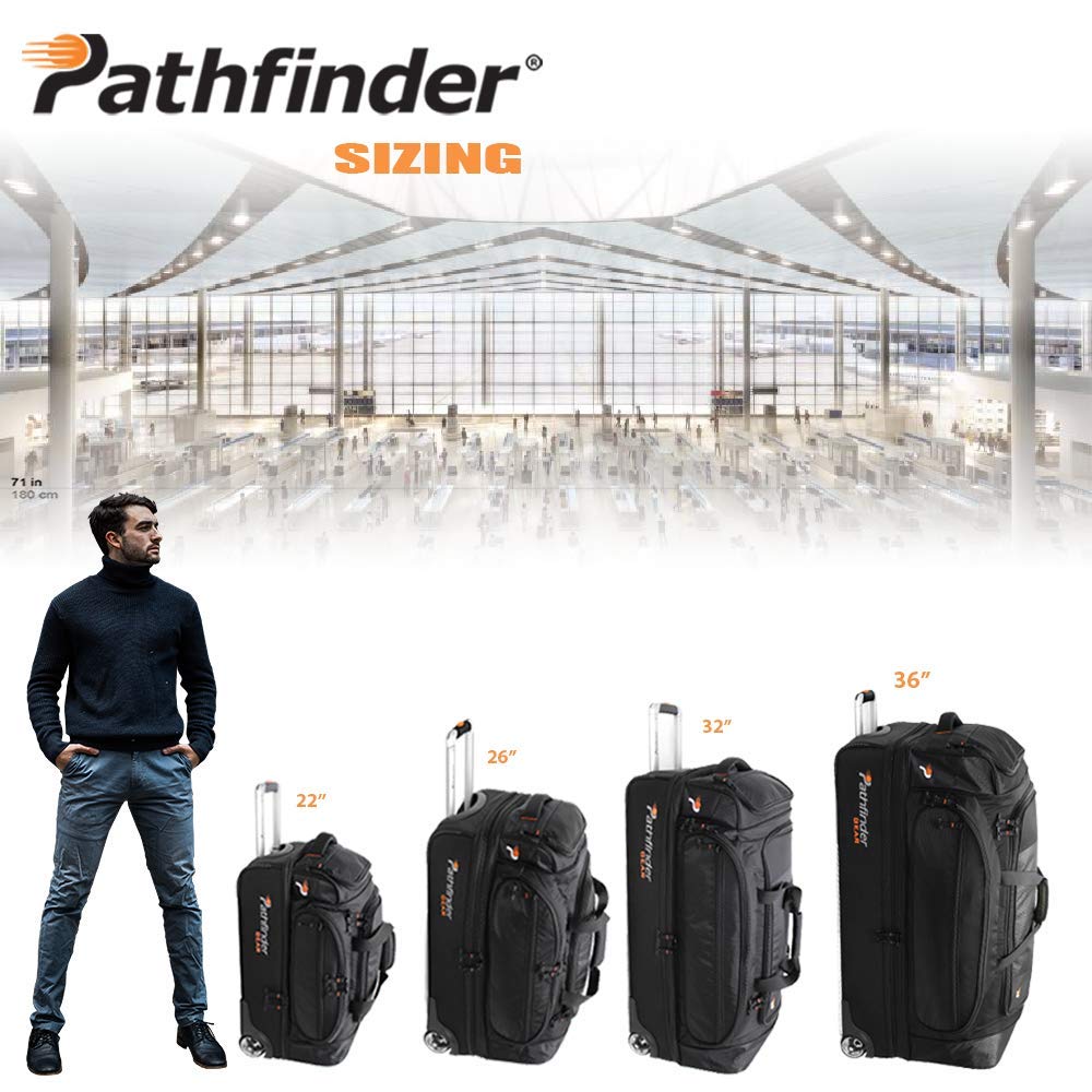 Pathfinder Gear 26 Inch Rolling Drop Bottom Duffel, Black, One Size U1