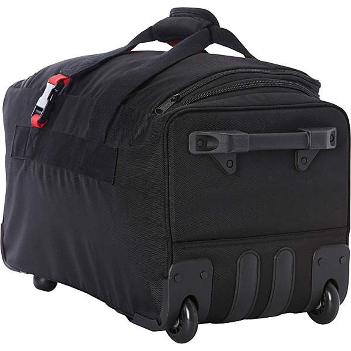A.SAKS Rolling Trolley Duffel Bag 20-Inch Carry-On, Expandable with 2-Wheels and Telescoping Handle for Easy Traveling, Lightweight and Durable, Black with Red Details Black/Red 20-inch U1
