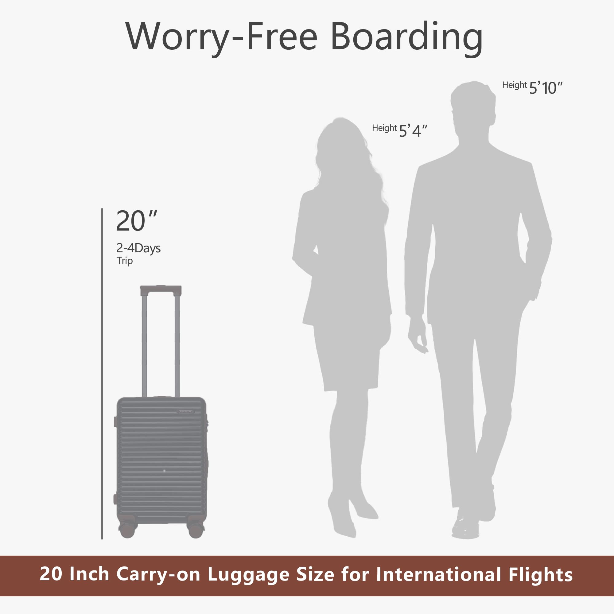 Ruausine 20-Inch Carry on Luggage,Carry-on Suitcase with Spinner Wheels and TSA Lock, 22x14x9 Airline Approved,Hardside Lightweight Travel Carry-on Luggage,Small Rolling Luggage (White, 20 IN) White 20 IN U1