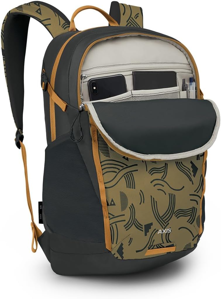 Osprey Axis Laptop Backpack, Find the Way Print/Black – Sleek, Urban-Ready Everyday Pack with Laptop Sleeve, Dual Water Bottle Pockets, & Compression Straps – Ideal for College, Commutes, & Travel Find the Way Print/Black O/S U1