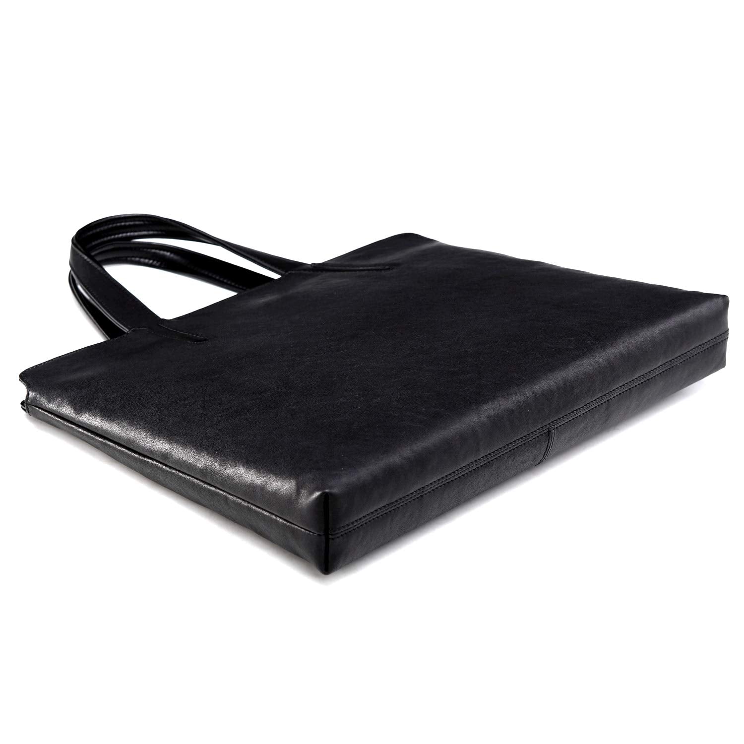 FEGER Genuine Leather Laptop Briefcases Slim Computer Bag Zipper Closure Business Handbags Tote 14 Inch Tablet Briefcase Case for Women and Man Fit A4 Files Black Black Medium U1