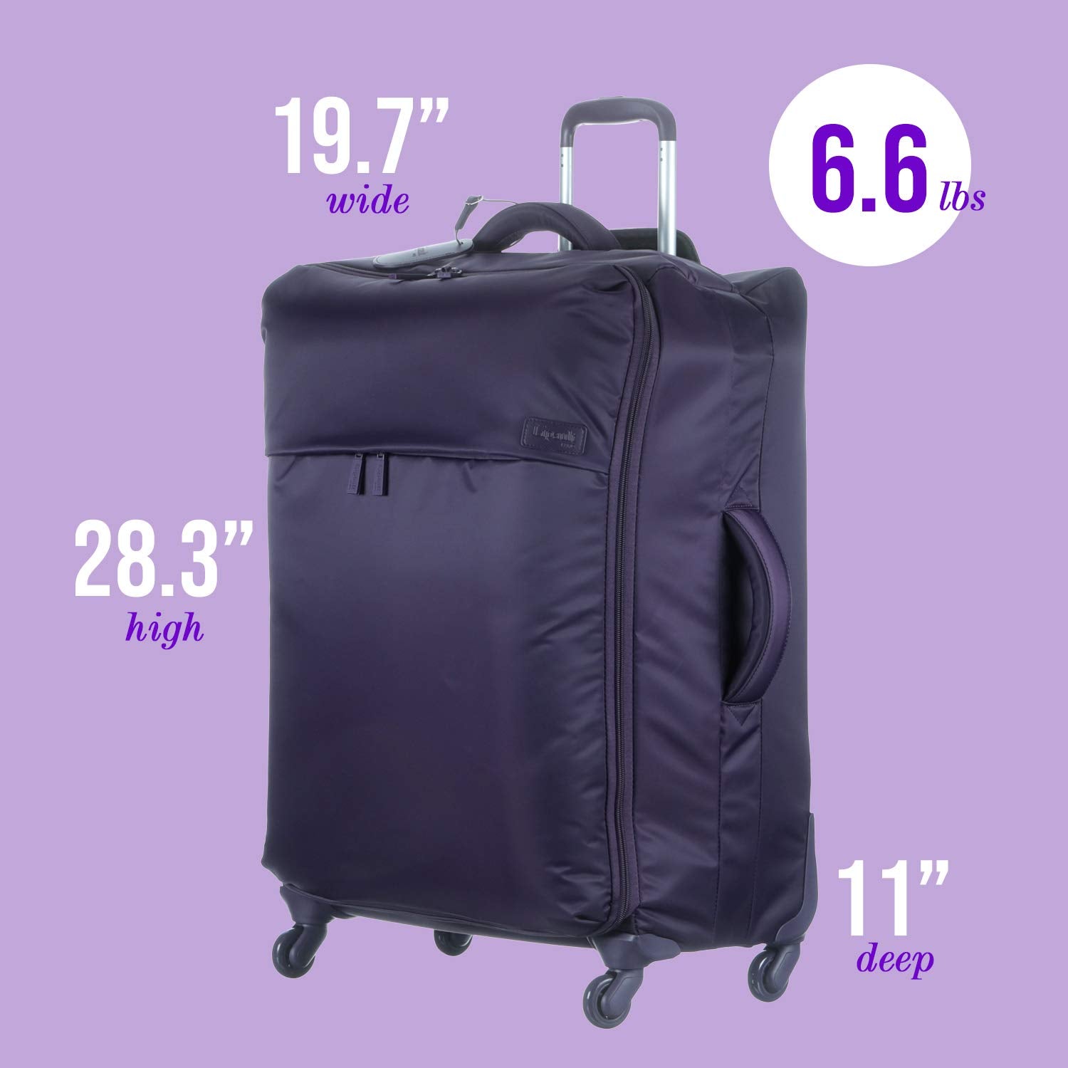 Lipault - Original Plume Spinner 72/26 Luggage - Large Suitcase Rolling Bag for Women - Purple Purple One Size U1