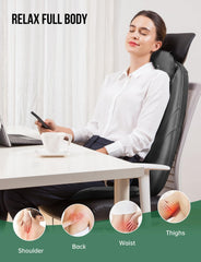Snailax Back Massager with Soothing Heat, Gifts for Men, Women, Electric Deep Tissue Kneading Full Body Massage Chair for Back Pain, Home, Office Use, App Control Black 1 Count U1