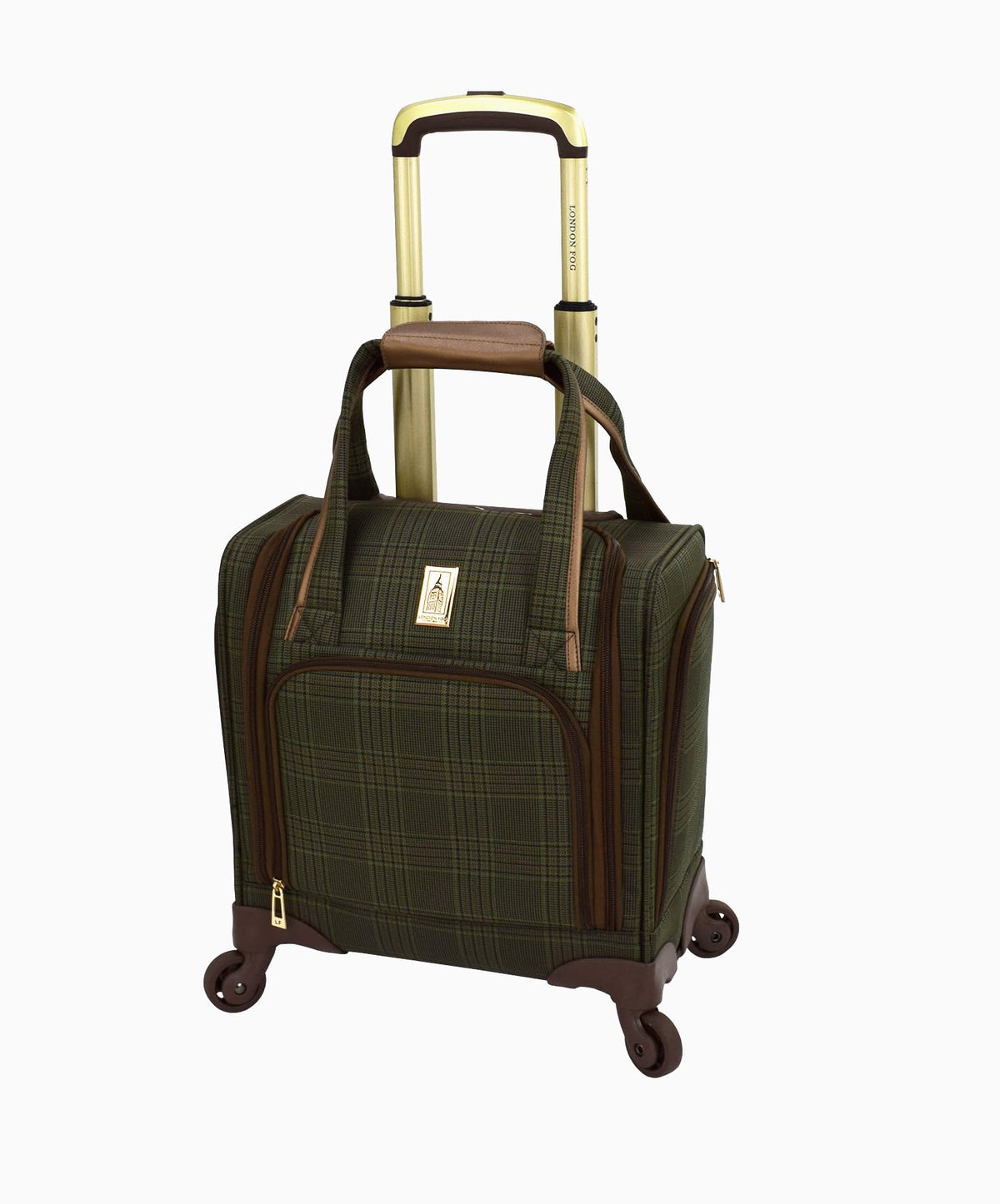 LONDON FOG Brentwood Iii 15" 4 Wheel Under The Seat Bag, Olive Bronze Plaid, 15 inches Olive Bronze 15 inches U1