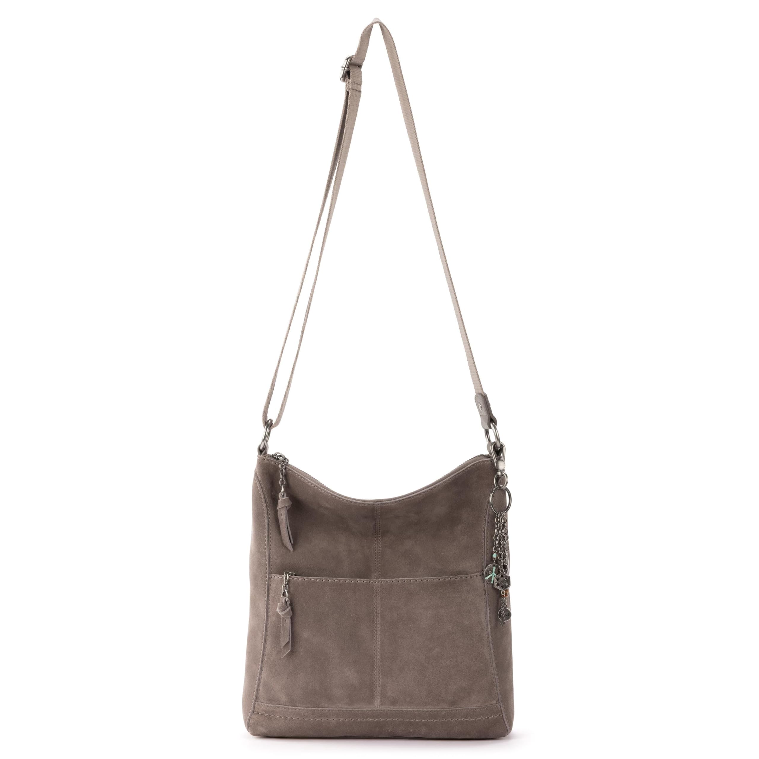 The Sak Lucia Crossbody Bag in Leather, Convertible Purse with Adjustable Strap, Mushroom Suede Mushroom Suede One Size U1