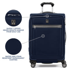 Travelpro Platinum Elite Softside Expandable Checked Luggage, 8 Wheel Spinner Suitcase, TSA Lock, Men and Women, Checked Medium 25-Inch ( Dark Blue , Checked-Medium 25-Inch ) Dark Blue Checked Medium 25 Inch U15