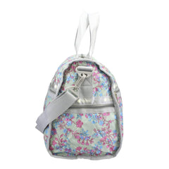 LeSportsac Laelia Mint Medium Weekender Crossbody Bag + Cosmetic Bag, Style 7184/Color F427, Celadon Mint Green Bag w Multi-color Laelia Orchids U1