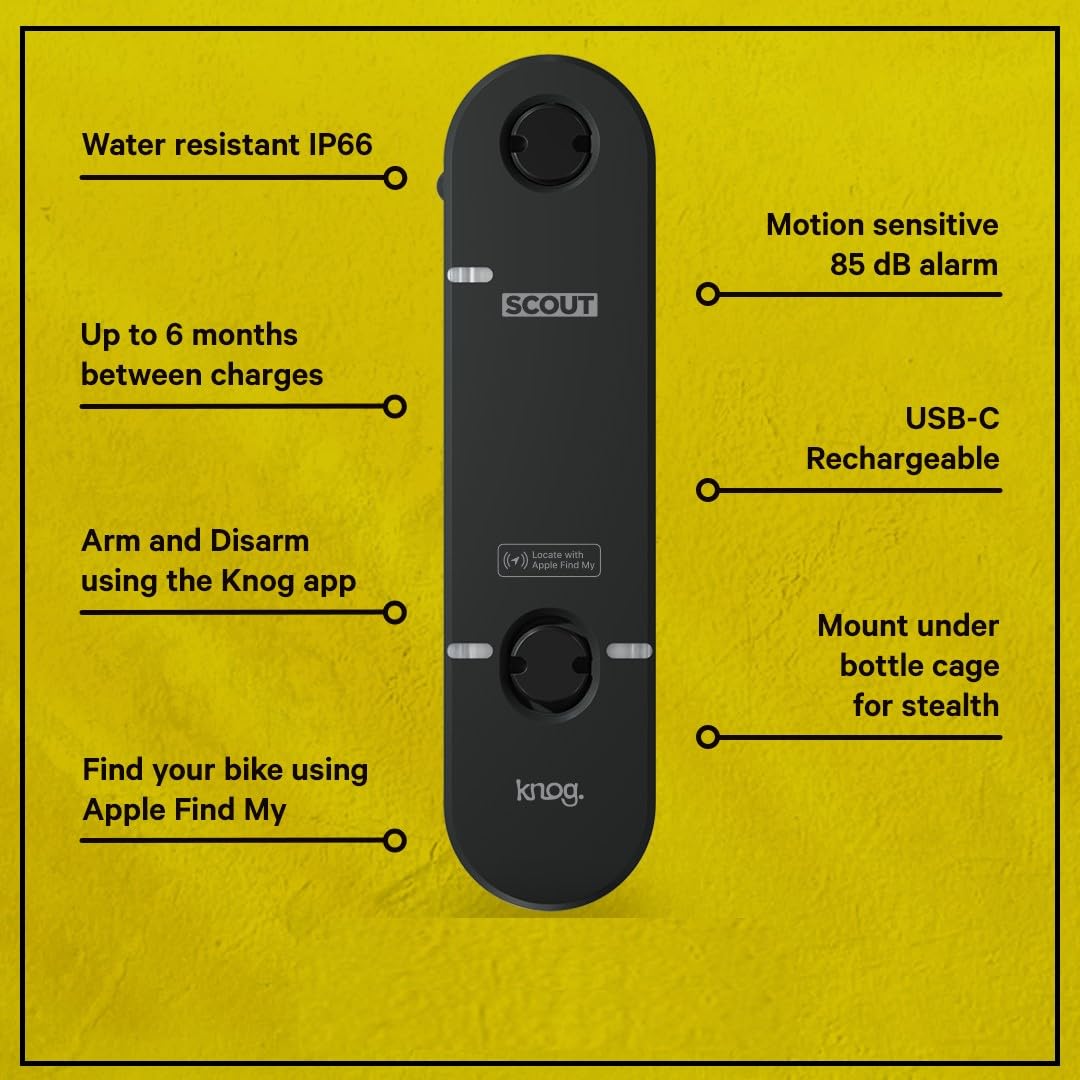 Knog Scout Bike Alarm & Finder, Apple Find My Bicycle Tracker Black One Size U1