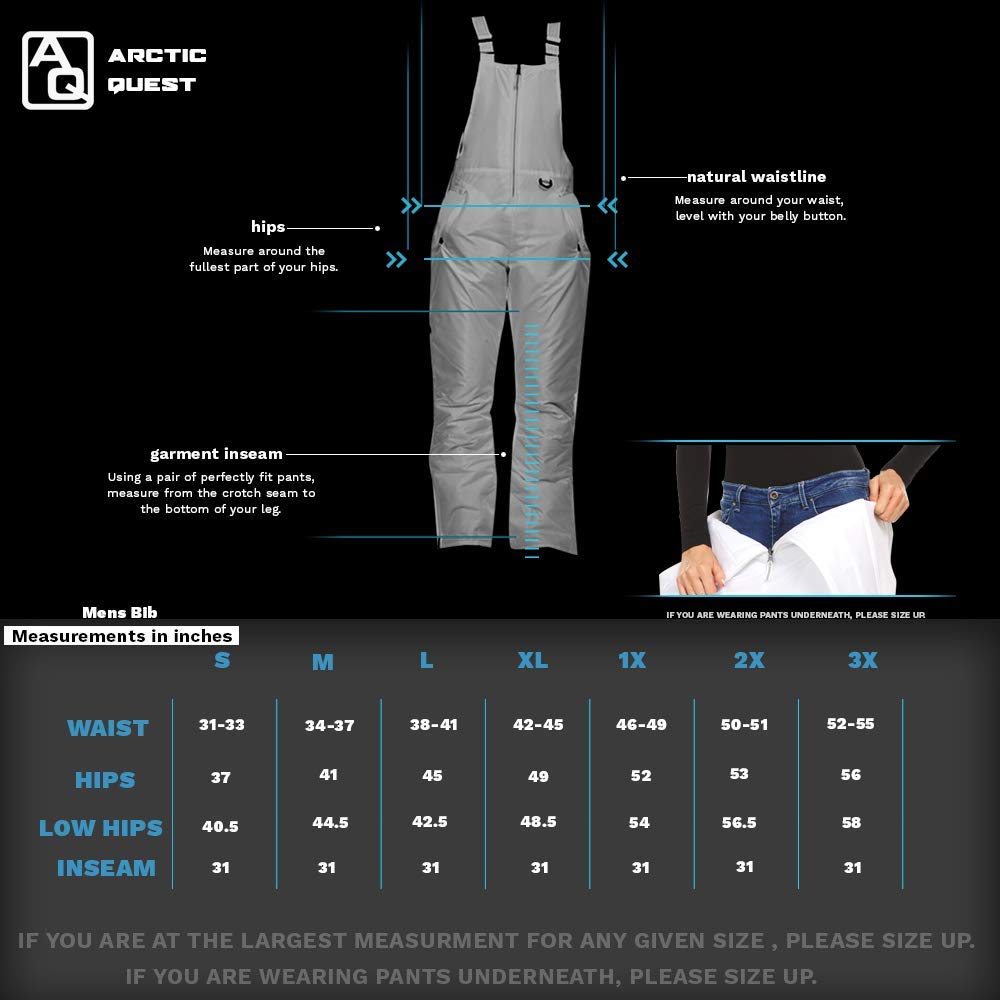 Arctic Quest Mens Insulated Snow and Ski Bib Overalls Snow Pants Snowboard Mens Overalls for Fishing, Hunting, Snowmobiling, Grey Heather, Medium Grey Heather Medium U1