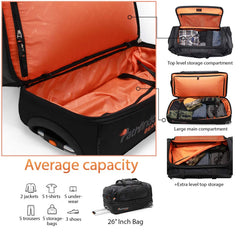 Pathfinder Gear 26 Inch Rolling Drop Bottom Duffel, Black, One Size U1