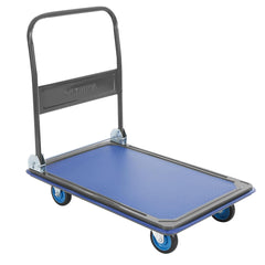 Olympia Tools Foldable Push Cart Dolly - 600 Lb. Capacity Heavy Duty Platform Truck with 360° Swivel Wheels - Blue Olive Green/Blue 600LB Capacity U1