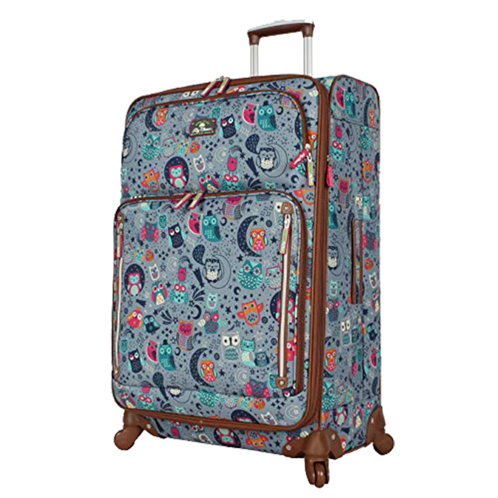 Lily Bloom Design Pattern 28" Luggage Softside Expandable With Double Spinner Wheels, Large Lightweight Suitcase Checked Bag For Women Night Owl 28in U1