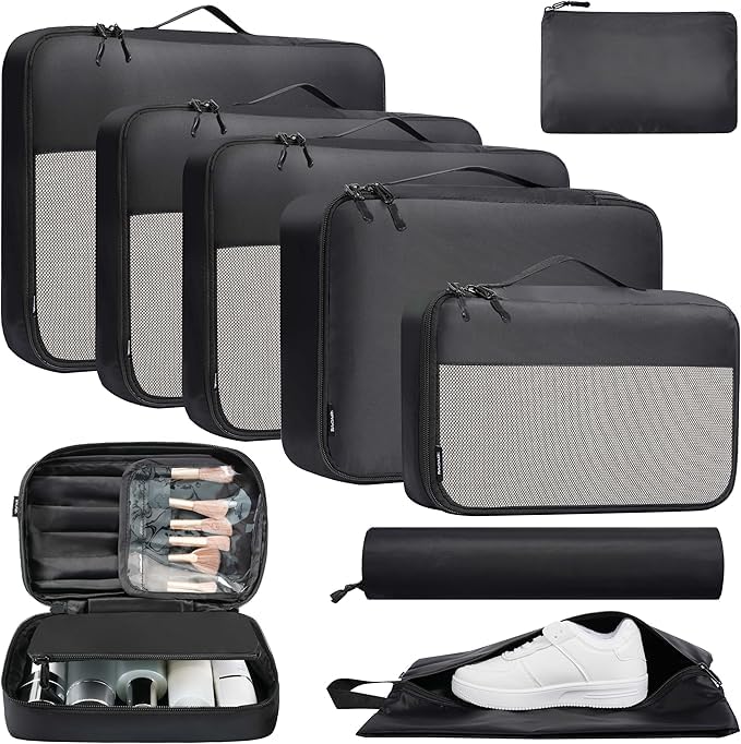 BAGAIL 8 Set Packing Cubes and 9 Set Luggage Packing Organizers U1