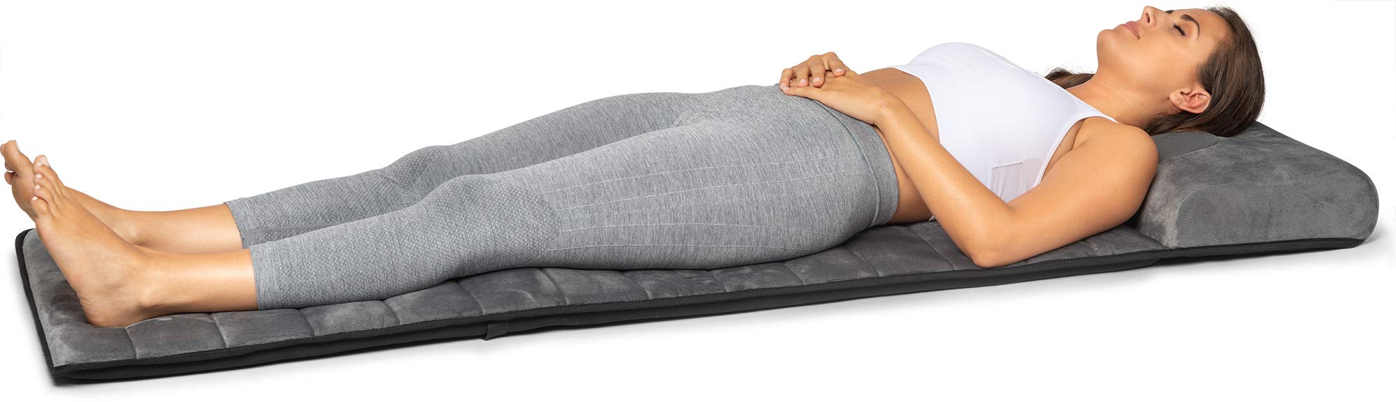 Massage Mat Vibration Pad - Full Body Vibration Mattress Pad for Bed with Rotating Shiatsu Neck Massage Pillow - 10 Vibrating Motors, 4 Warming Heating Spots - Neck, Shoulder, Back Massager Black 1 Count (Pack of 1) U2