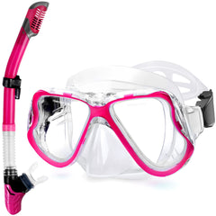 Greatever Dry Snorkel Set,Panoramic Wide View,Anti-Fog Scuba Diving Mask,Professional Snorkeling Gear for Adults U2