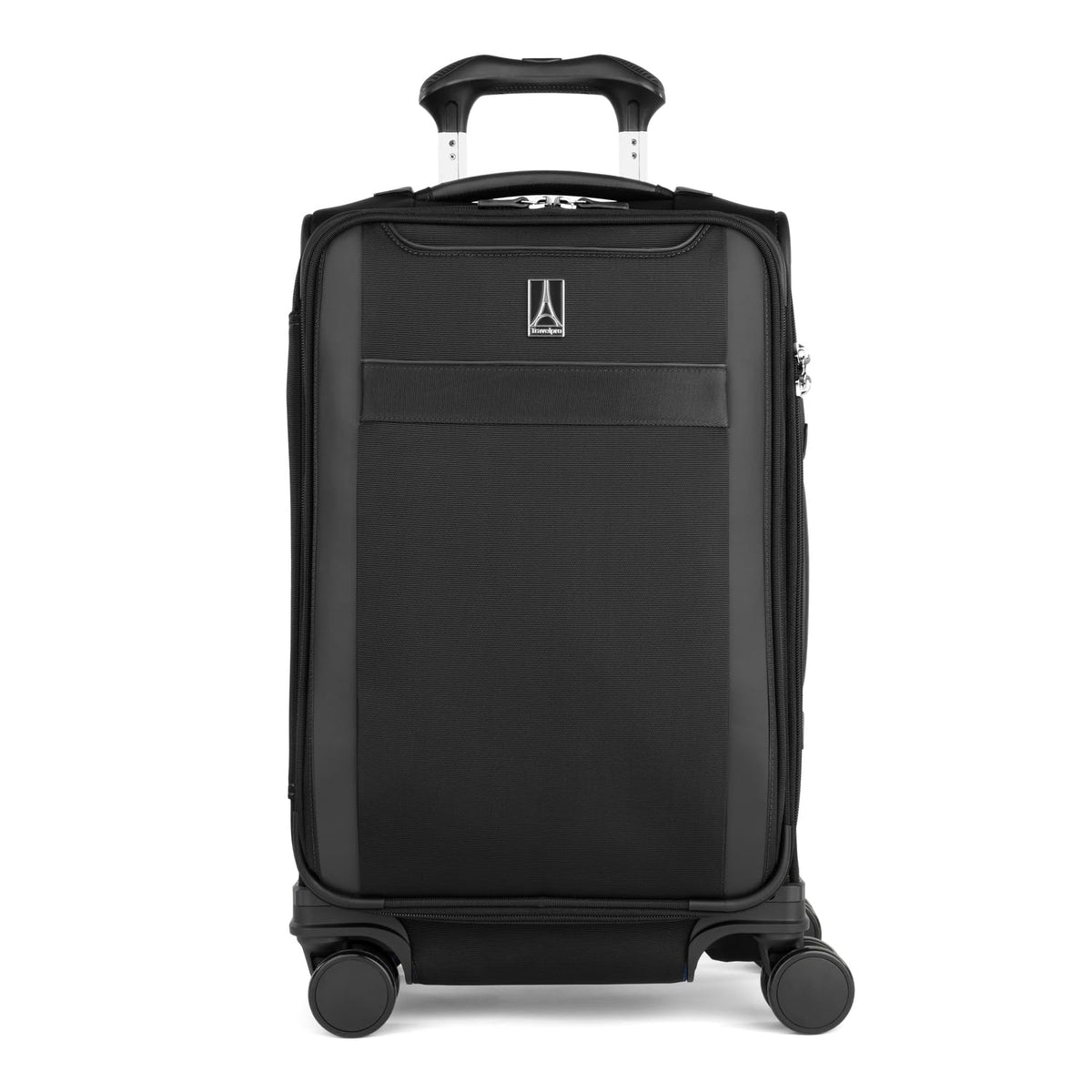 Travelpro VersaPack+ Lightweight Softside Expandable Carry on Luggage, 8 Spinner Suitcase, TSA Lock, Men and Women, Carry On 21-Inch, Black U1