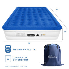 SoundAsleep Dream Series Luxury Air Mattress with ComfortCoil Technology & Built-in High Capacity Pump for Home & Camping- Double Height, Adjustable, Inflatable Blow Up, Portable - King Size Blue King U1