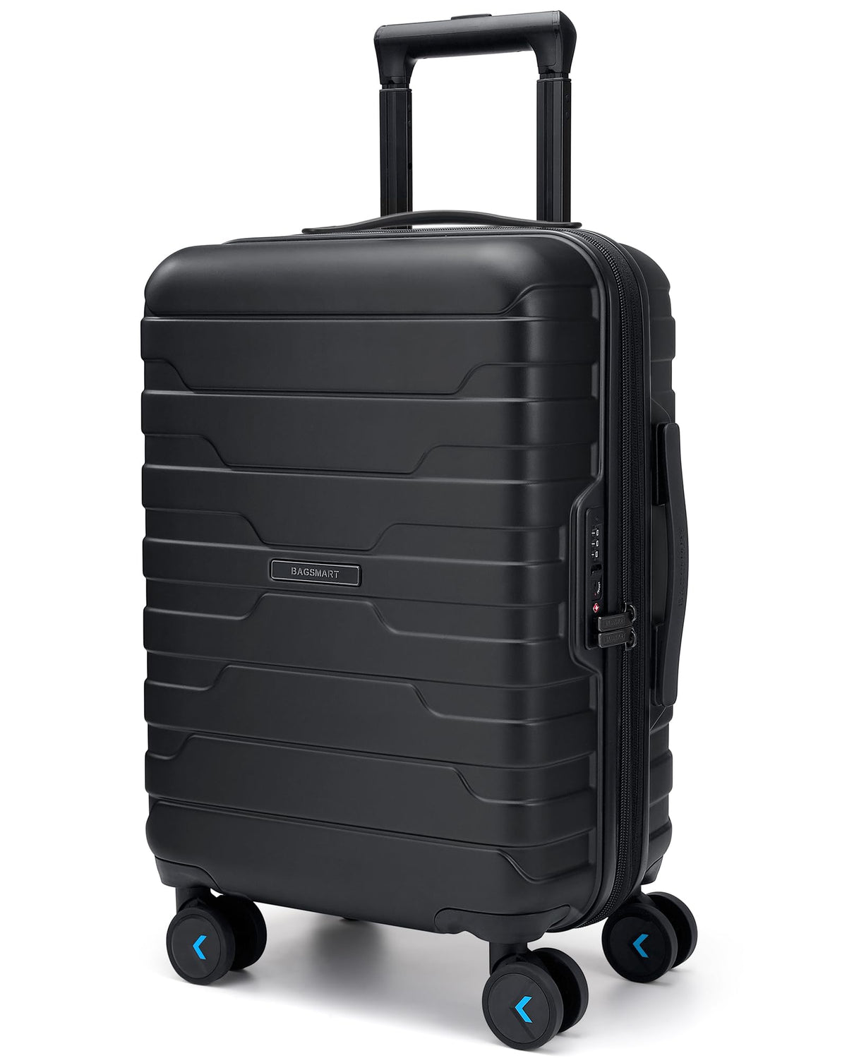 BAGSMART Carry On Luggage 22x14x9 Airline Approved with TSA Lock,20 Inch Lightweight Luggage with Spinner Wheels,100% PC Hard Shell Carry On Suitcases for Men Women,Black U1