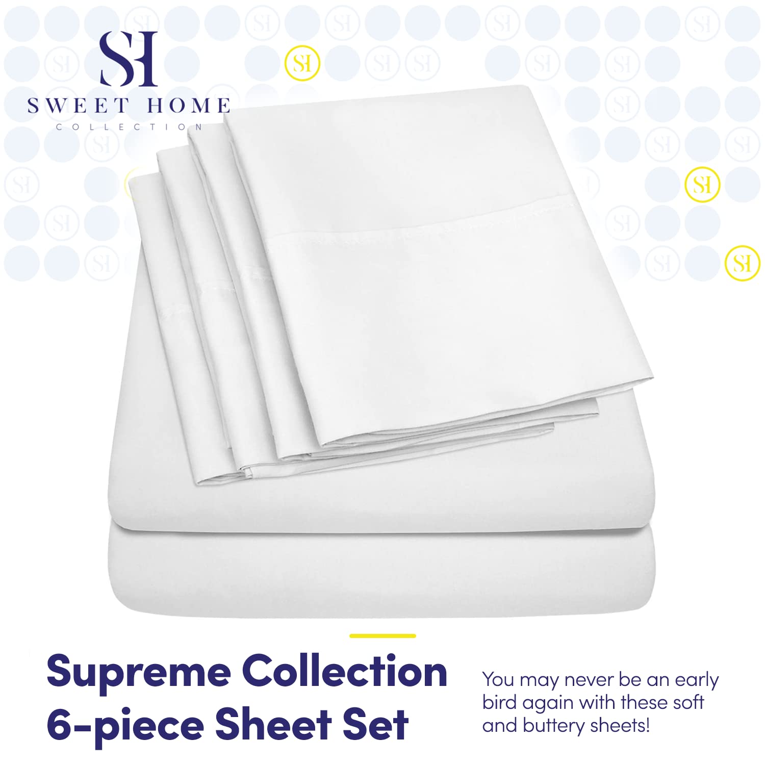 King Size Bed Sheets - 6 Piece 1500 Supreme Collection Fine Brushed Microfiber Deep Pocket King Sheet Set Bedding - 2 Extra Pillow Cases, Great Value, King, White White King U2