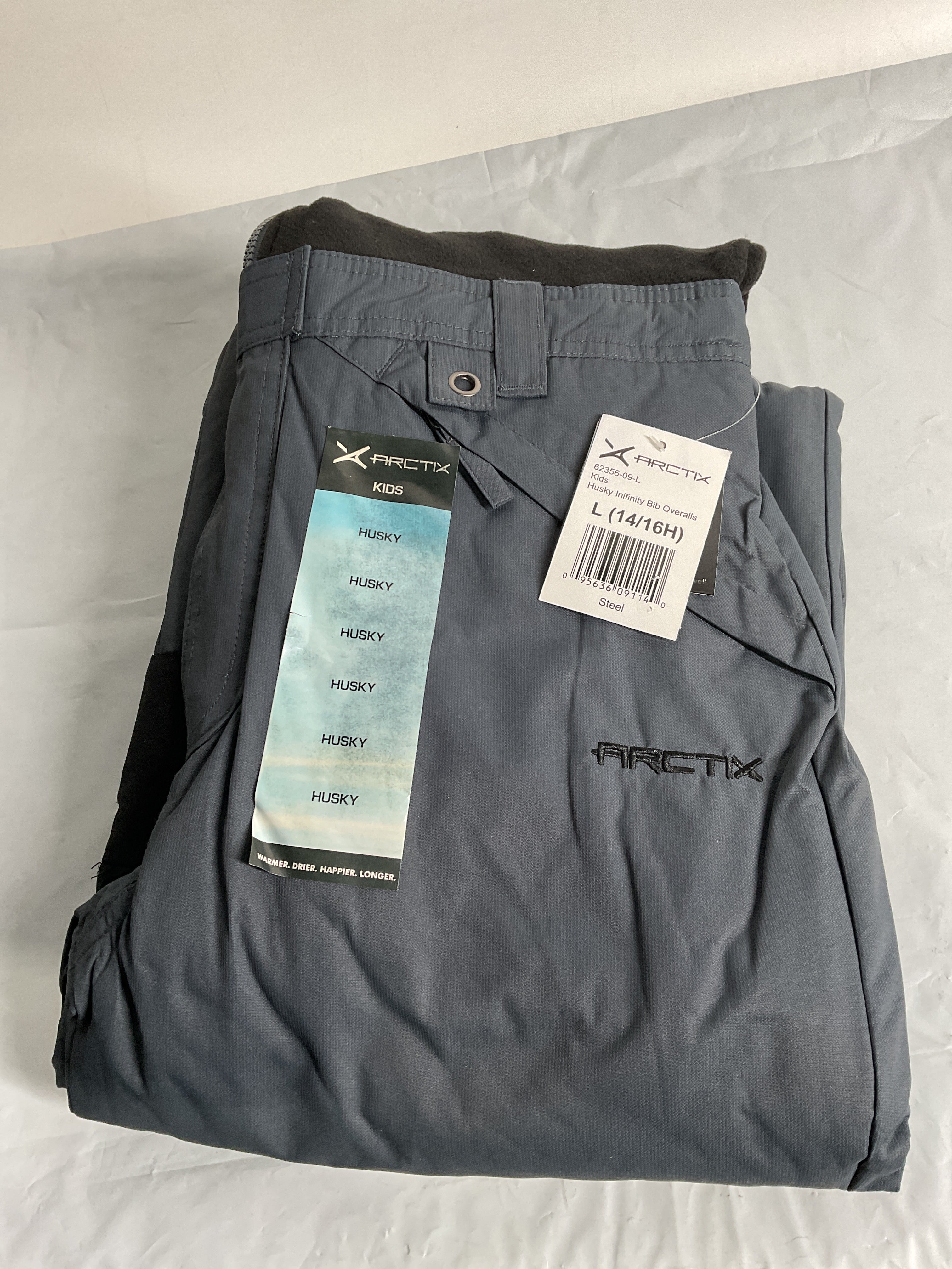 Arctix Kids Limitless Fleece Top Bib Overalls, Steel, Large Husky Steel Large Husky U1