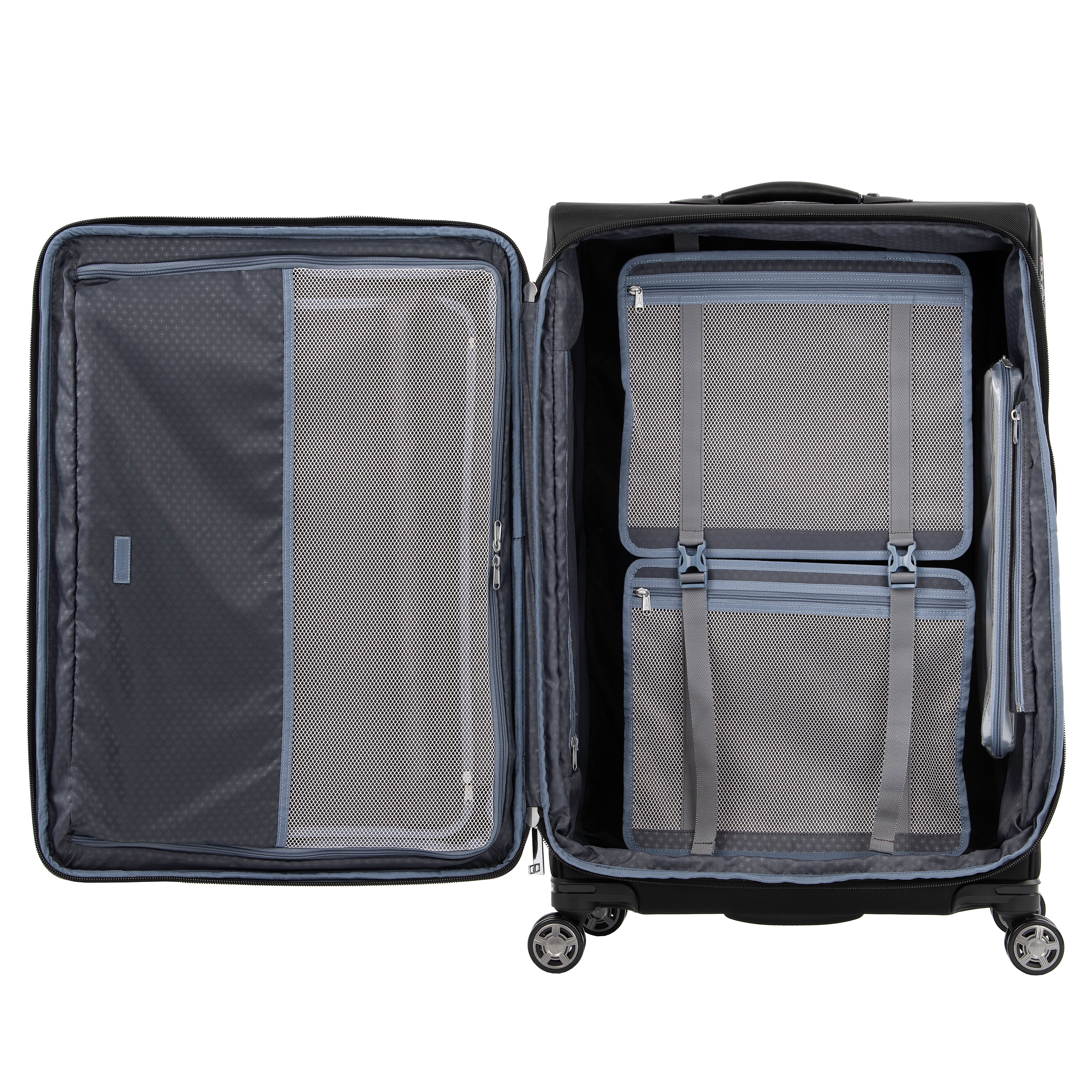 Travelpro Platinum Elite Softside Expandable Luggage, 8 Wheel Spinner Suitcase, USB Port, Suiter, Men and Women U4