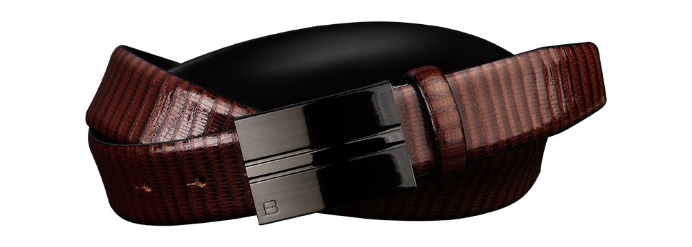 Flybelt by Roma Industries Business Class Reptile Embossed Leather Belt ( Cognac , 40US / 105EU ) Cognac 40 US 105 EU U1