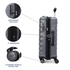 Travelpro Maxlite Air V2 Hardside Expandable Luggage, 8 Spinner Wheels, Lightweight Hard Shell Suitcase, TSA lock ( Shadow Grey , Carry On 21-Inch ) Shadow Grey Carry On 21 Inch U3