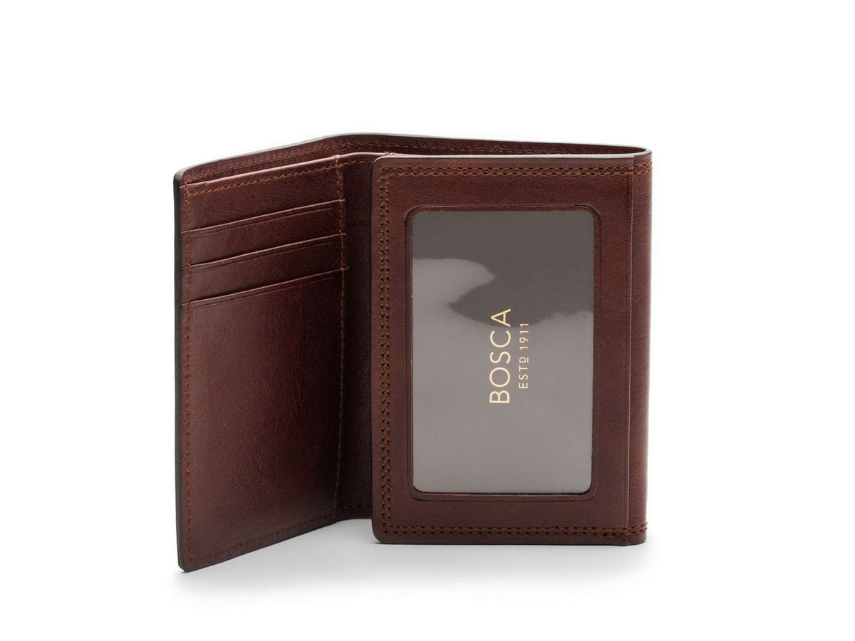 Bosca Mens Dolce Collection - Double I.D. Trifold ( Dark Brown , One Size ) Dark Brown One Size U1