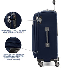 Travelpro Platinum Elite Softside Expandable Checked Luggage, 8 Wheel Spinner Suitcase, TSA Lock, Men and Women, Checked Medium 25-Inch ( Dark Blue , Checked-Medium 25-Inch ) Dark Blue Checked Medium 25 Inch U15