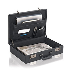 Solo New York Grand Central Attaché Briefcase with Main Compartment, Organizer Section, File Pocket & Dual Combination Locks ( Black , One Size ) Black One Size U3
