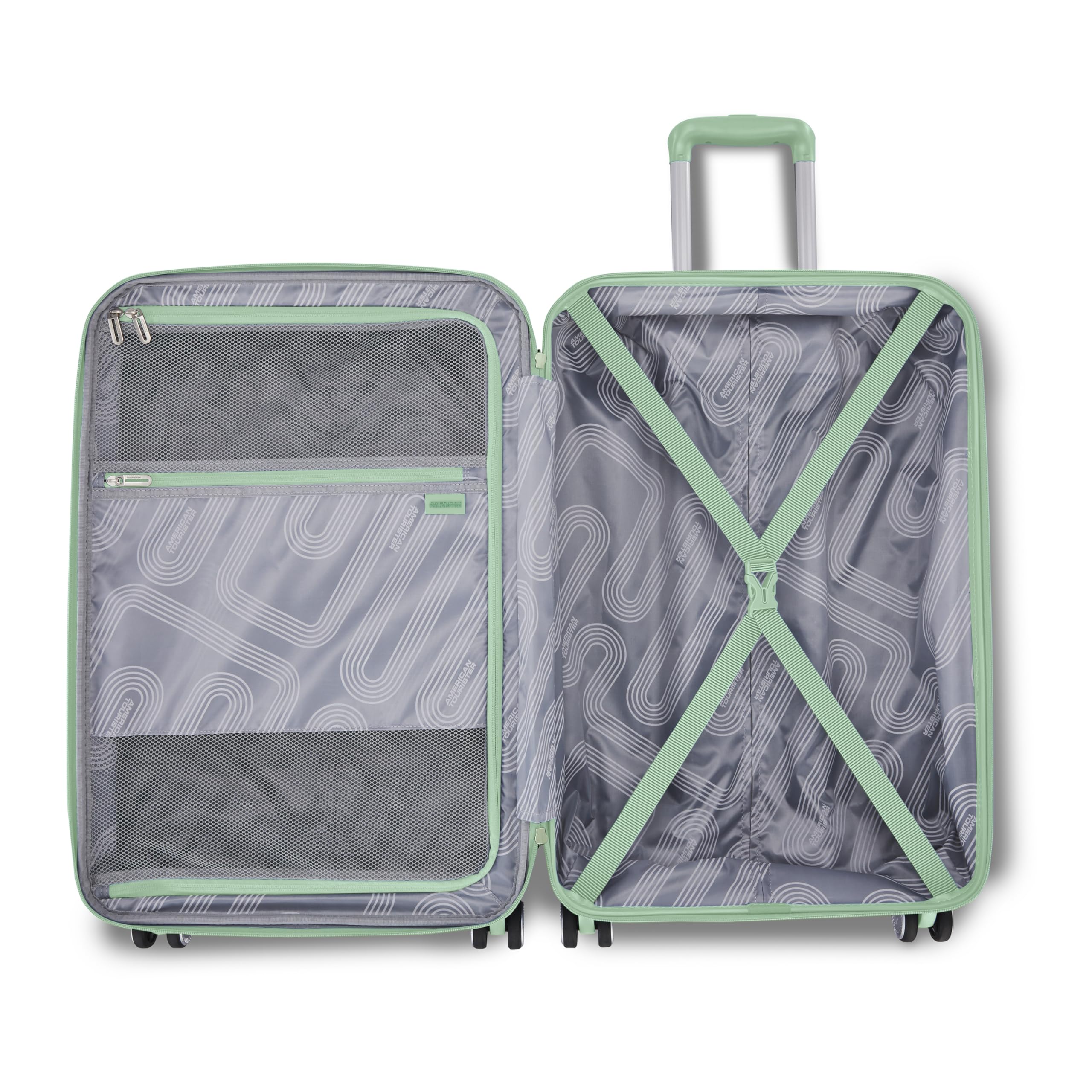 American Tourister Stratum 3.0, Airline Approved, Durable Hardside Luggage, Expands 1.5", RightHeight Adjustable Handle ( Surreal Green , Large - Checked ) Surreal Green Large Checked U1