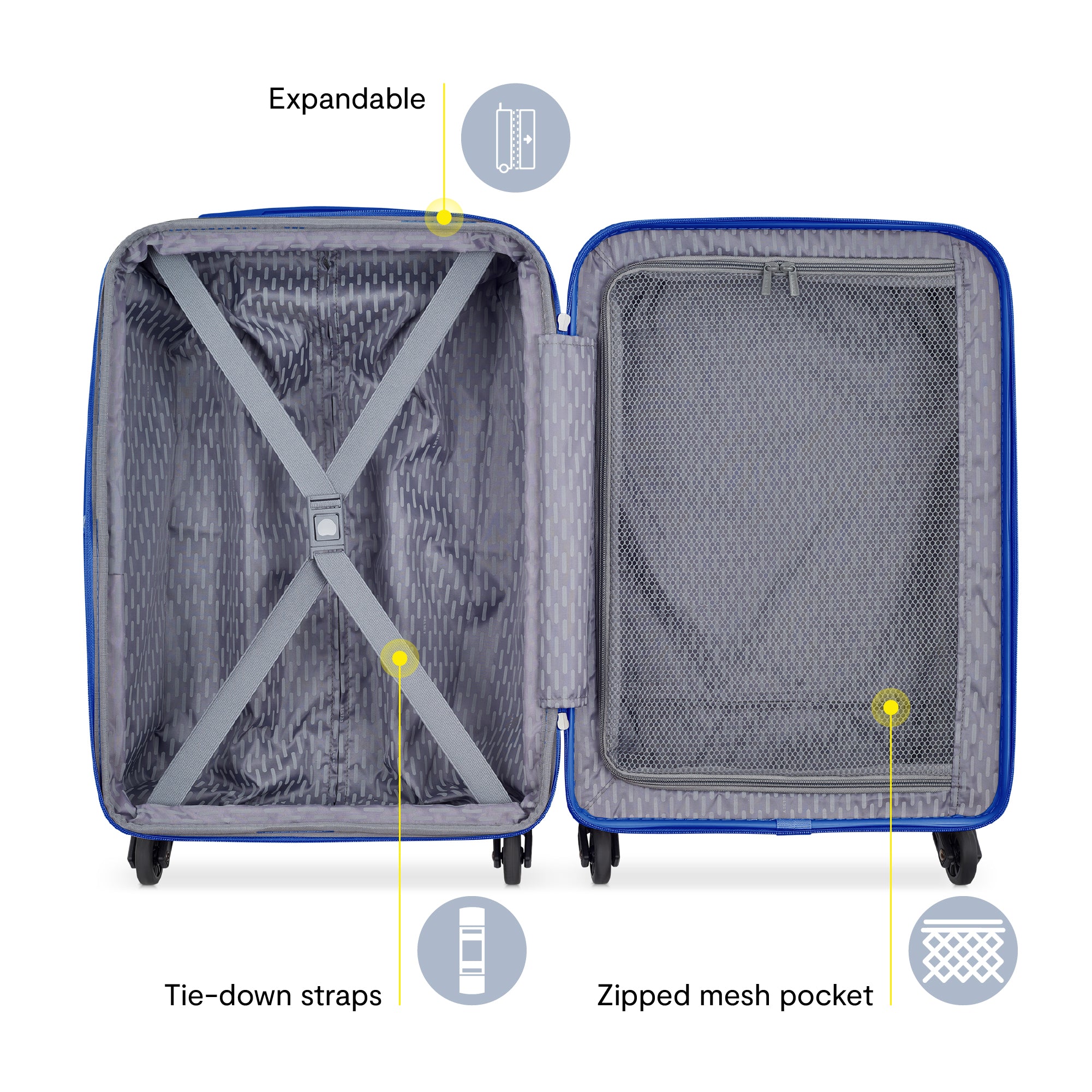 Delsey Paris Christine Hardside Expandable Luggage with Spinner Wheels ( White with Blue Trim , Checked-Medium 24 Inch ) White with Blue Trim Checked Medium 24 Inch U1