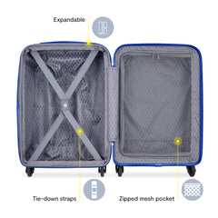 Delsey Paris Christine Hardside Expandable Luggage with Spinner Wheels ( White with Blue Trim , Checked-Medium 24 Inch ) White with Blue Trim Checked Medium 24 Inch U1