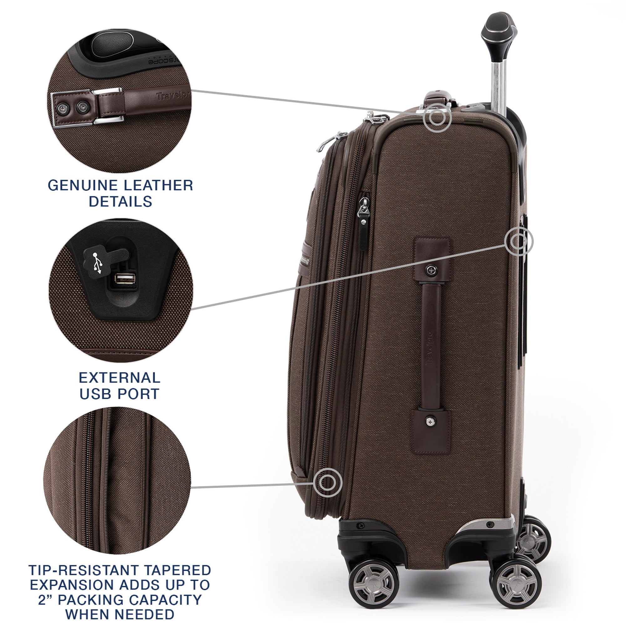 Travelpro Platinum Elite Softside Expandable Carry on Luggage, 8 Wheel Spinner Suitcase, USB Port, Suiter, Men and Women, Carry On 21-Inch ( Rich Espresso Brown , Carry-On 21-Inch ) Rich Espresso Brown Carry On 21 Inch U4