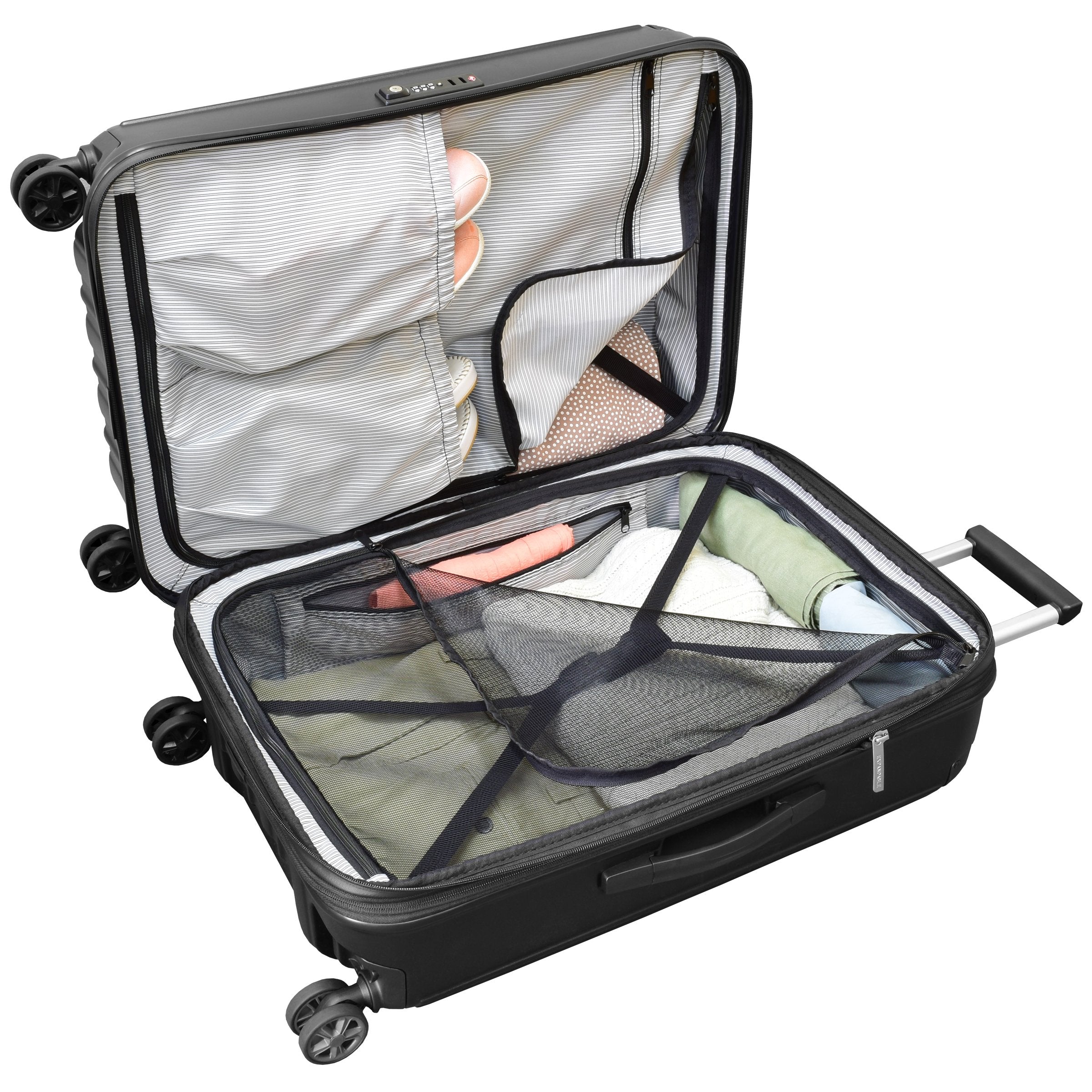 London Fog Heathrow 25-Inch Expandable Hardside Spinner Black One Size U1