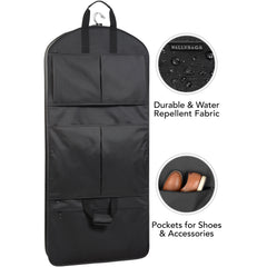 WallyBags® 48” Deluxe Tri-Fold Travel Garment Bag with three pockets ( Black , 48-inch ) Black 48 Inch U2
