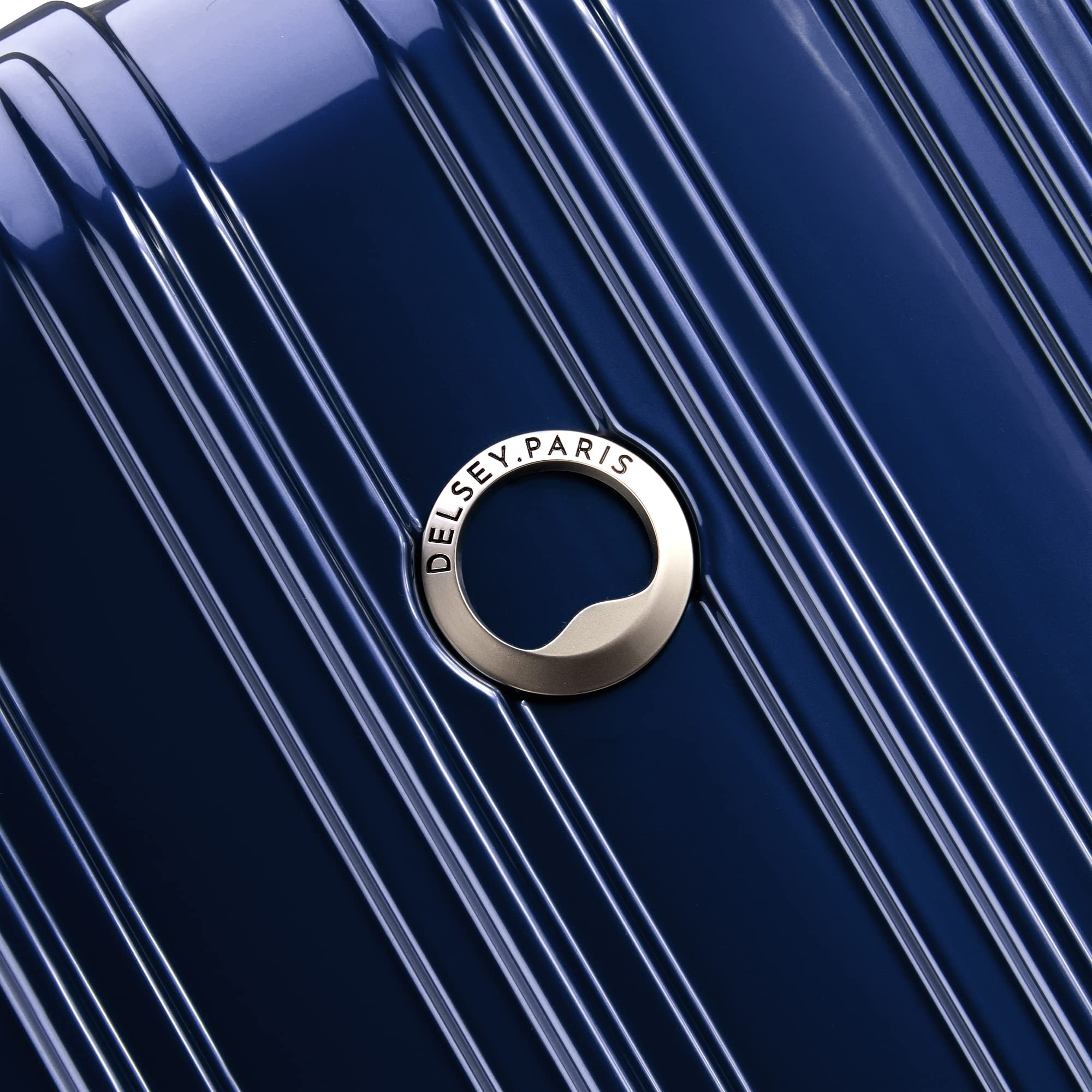 DELSEY Paris Helium Aero Hardside Expandable Luggage with Spinner Wheels ( Blue Cobalt , Checked-Medium 25 Inch ) Blue Cobalt Checked Medium 25 Inch U11