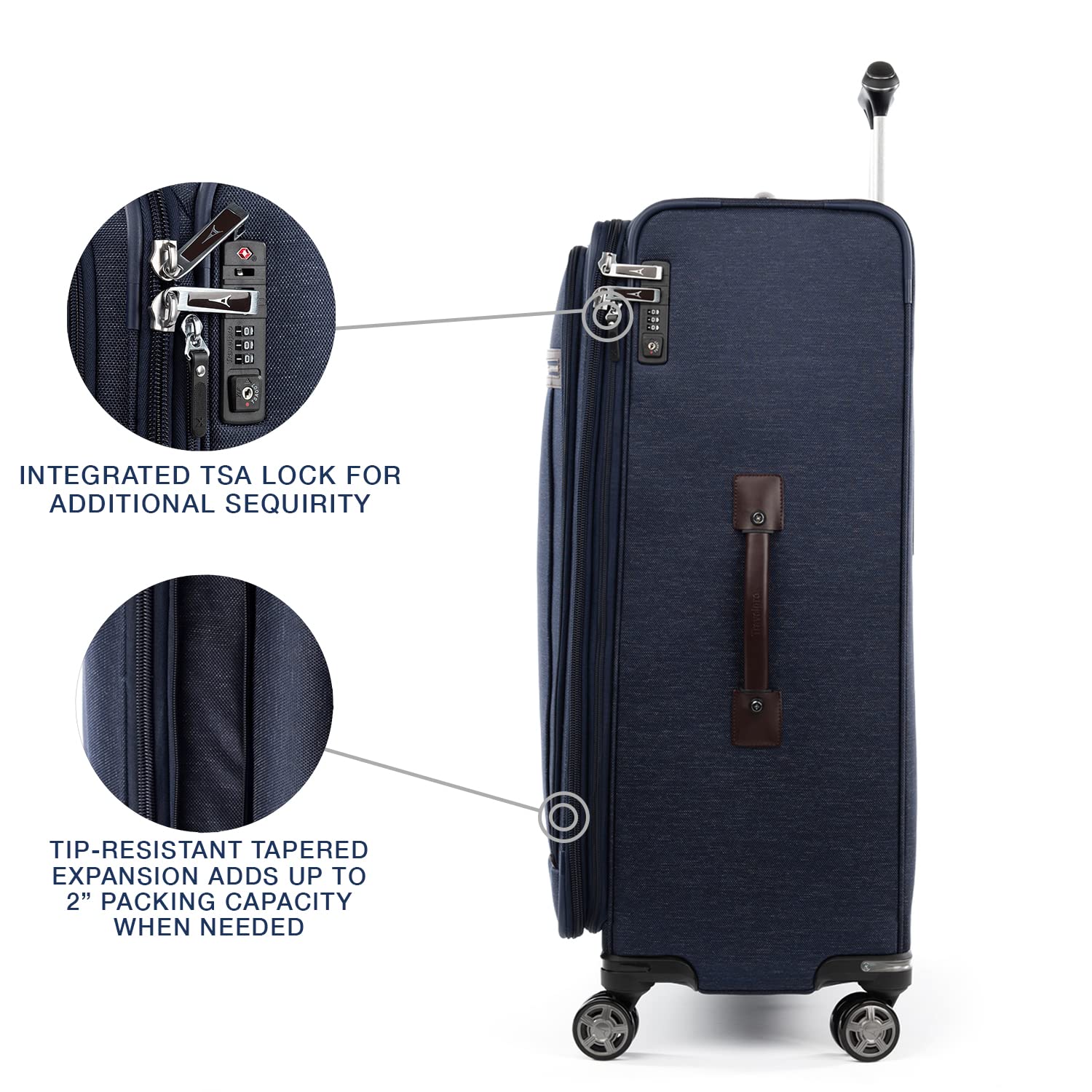 Travelpro Platinum Elite Softside Expandable Checked Luggage, 8 Wheel Spinner Large Suitcase, TSA Lock, Men and Women ( True Navy Blue , Checked-Large 29-Inch ) True Navy Blue Checked Large 29 Inch U10