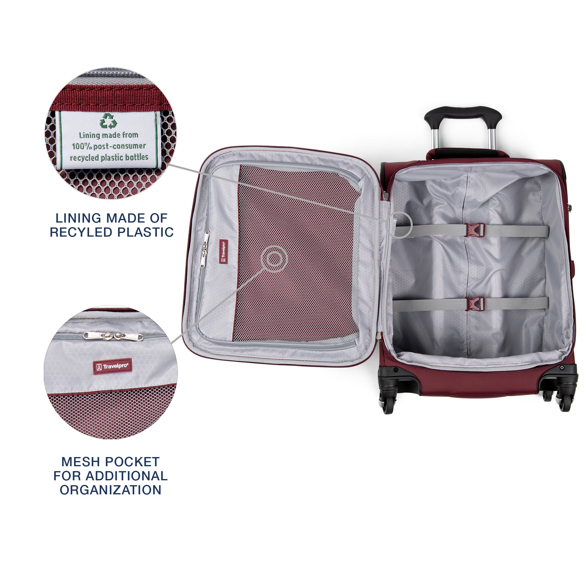 Travelpro Maxlite 5 Softside Expandable Luggage with 4 Spinner Wheels, Lightweight Suitcase, Men and Women Burgundy Carry On 19 Inch U8